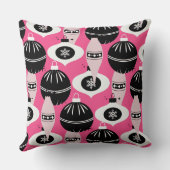 かわいいピンクとブラックレトロメリークリスマス クッション (裏面)