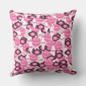 かわいいピンクとブラックレトロメリークリスマス クッション (裏面)