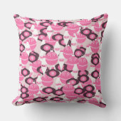 かわいいピンクとブラックレトロメリークリスマス クッション (正面)