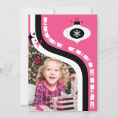 かわいいピンクとブラックレトロメリークリスマス シーズンカード (正面)