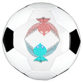 かわいいピンクとブルーのラブバード サッカーボール (回転)