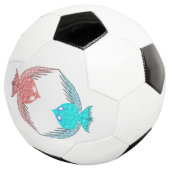 かわいいピンクとブルーのラブバード サッカーボール (3/4)