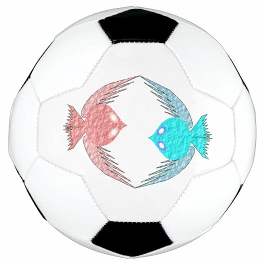 かわいいピンクとブルーのラブバード サッカーボール (正面)
