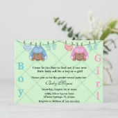 かわいいピンクとブルーの性別発表パーティー招待状 招待状 (スタンド正面)