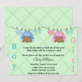 かわいいピンクとブルーの性別発表パーティー招待状 招待状 (正面/裏面)