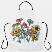 かわいいピンクとブルース新鮮な花 エプロン (正面)