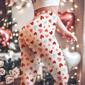 かわいいピンクとブルーバレンタインデーのハート柄 レギンス