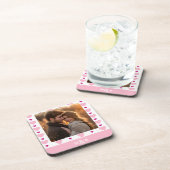 かわいいピンクとホワイトのモノグラム写真 コースター (右側)