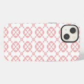 かわいいピンクとホワイトの柄 iPhoneケース (裏面横)