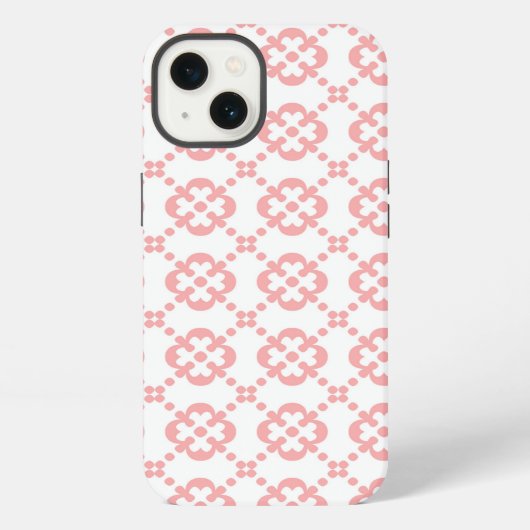 かわいいピンクとホワイトの柄 iPhoneケース (裏面)