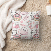 かわいいピンクとホワイトの猫好きのための枕 クッション (ブランケット)