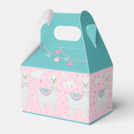 かわいいピンクとミントのラマ柄 フェイバーボックス