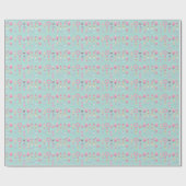 かわいいピンクとミントグリーンのクリスマスナツクラッカー ラッピングペーパー (フラット)