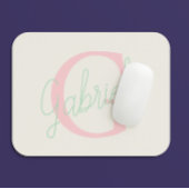 かわいいピンクとミントグリーンのタイポフェミニンーフィー マウスパッド