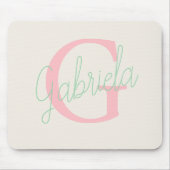 かわいいピンクとミントグリーンのタイポフェミニンーフィー マウスパッド (正面)