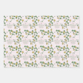 かわいいピンクと白のクローバーアイリッシュベビーシャワー ラッピングペーパーシート (正面)