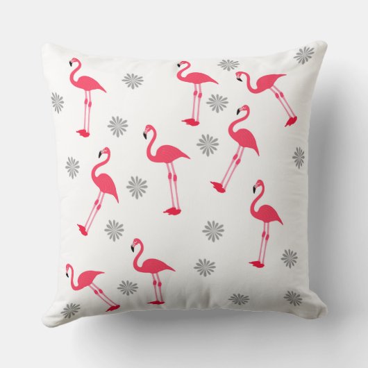 かわいいピンクと白のフラミンゴデザイン枕 クッション (裏面)