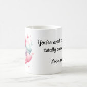 かわいいピンクと白のマカロン&ハート パーソナライズされた コーヒーマグカップ (中央)