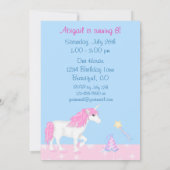 かわいいピンクと白のユニコーンガールズマジカル誕生日 招待状 (裏面)