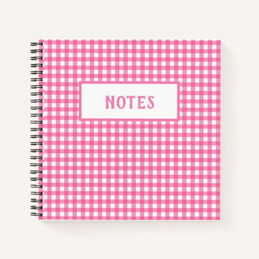 かわいいピンクと白の格子柄の日常ノートブック ノートブック (正面)