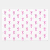 かわいいピンクと白の熱帯パイナップル名門私立校風のズ ラッピングペーパーシート (正面2)