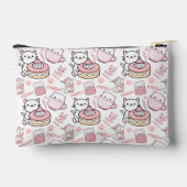 かわいいピンクと白の猫のアクセサリーのメイクアップバッグ アクセサリーポーチ (裏面)