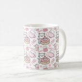 かわいいピンクと白の猫マグカップ コーヒーマグカップ (正面右)
