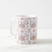 かわいいピンクと白の猫マグカップ コーヒーマグカップ (正面左)