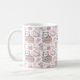 かわいいピンクと白の猫マグカップ コーヒーマグカップ