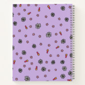 かわいいピンクと白の花と星の紫の模様 ノートブック (裏面)