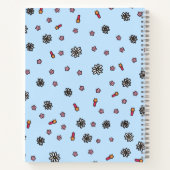 かわいいピンクと白の花と青い星 ノートブック (裏面)