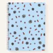 かわいいピンクと白の花と青い星 ノートブック (正面)