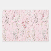 かわいいピンクと白の花のブライズシャワー ラッピングペーパーシート (正面2)