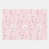 かわいいピンクと白の花のブライズシャワー ラッピングペーパーシート (正面)