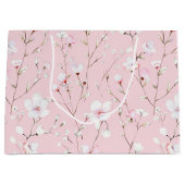 かわいいピンクと白の花のブライズシャワー ラージペーパーバッグ (正面)