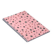 かわいいピンクと白の花柄にコーラルカラーの星 ノートブック (右側)