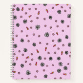 かわいいピンクと白の花柄にピンクの星 ノートブック (正面)