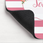 かわいいピンクと白ストライプ色 マウスパッド (コーナー)