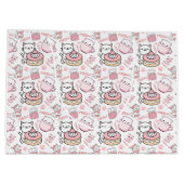 かわいいピンクと白ネコ抱き枕 ラージペーパーバッグ (裏面)