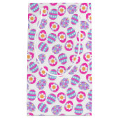 かわいいピンクと紫のイースターエッグパターン スモールペーパーバッグ (正面)