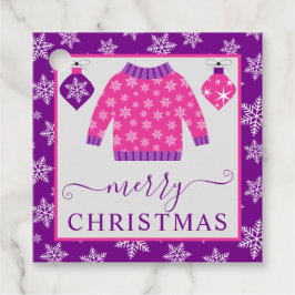 かわいいピンクと紫のクリスマスジャンパー フェイバータグ