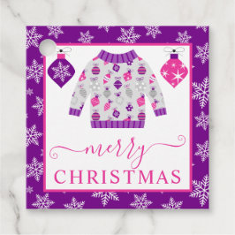 かわいいピンクと紫のクリスマスジャンパー フェイバータグ