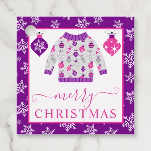 かわいいピンクと紫のクリスマスジャンパー フェイバータグ (正面)