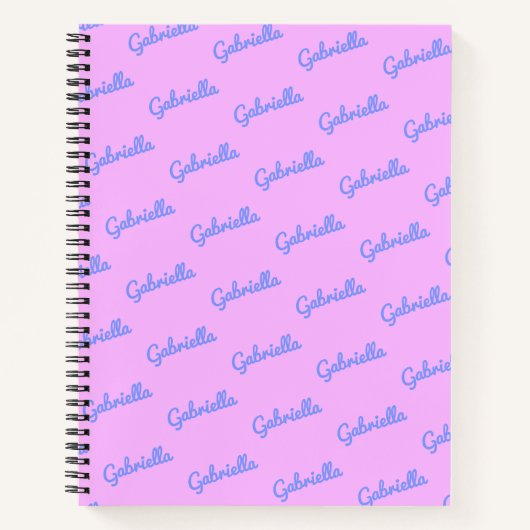 かわいいピンクと紫のパーソナライズされたスクリプト名 ノートブック (正面)