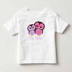 かわいいピンクと紫のフクロウの姉 トドラーTシャツ