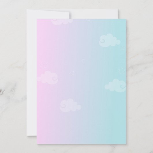 かわいいピンクと紫のユニコーンカスタムの写真誕生日 招待状 (裏面)