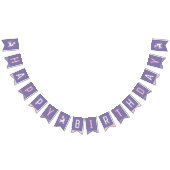 かわいいピンクと紫のユニコーンハッピーバースデー バンティングフラッグ (全)