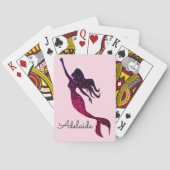 かわいいピンクと紫の人魚|おもしろいパーソナライズされた トランプ (裏面)