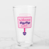 かわいいピンクと紫の赤ちゃん女の子シャワーサインポスト タンブラーグラス (正面)