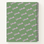 かわいいピンクと緑のパーソナライズされたスクリプト名なし ノートブック (裏面)